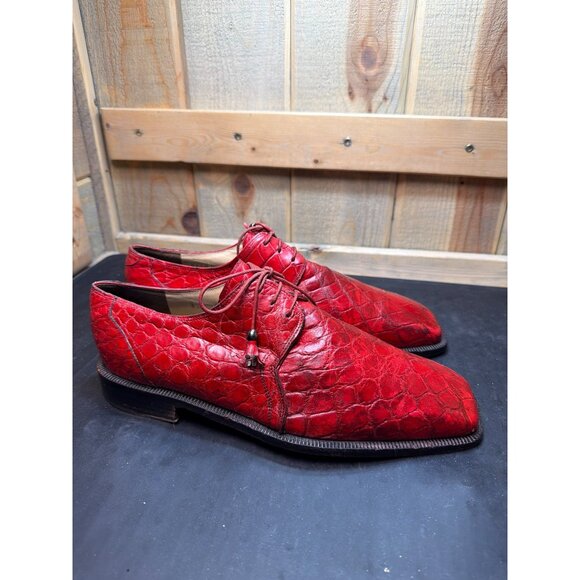 Mauri M Collection Red Genuine Alligator Leather Dress Shoes Italy Size 8.5 M main image 10